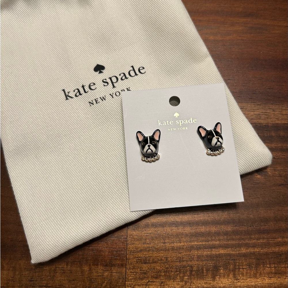 Kate Spade Antoine Ma Cherie French Bulldog Stud Earrings